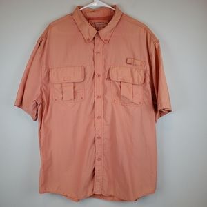 Clearwater Outfitters Orange Short Sleeve Button Up Fishing Shirt Mens XL